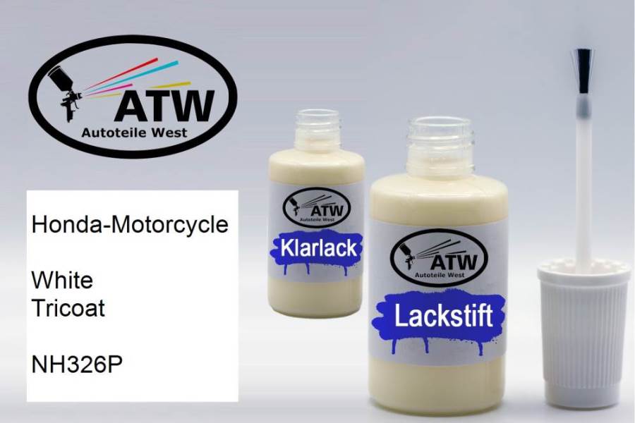 Honda-Motorcycle, White Tricoat, NH326P: 20ml Lackstift + 20ml Klarlack - Set, von ATW Autoteile West.